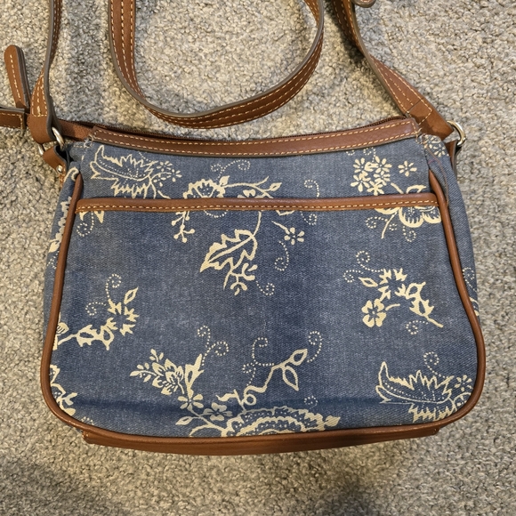 Chaps Ralph Lauren Denim & Floral Crossbody Handbag - Picture 4 of 9